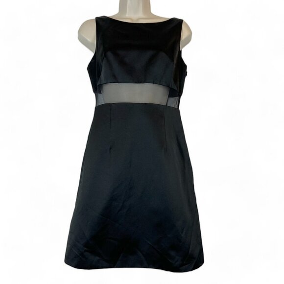 Vintage Dress Black Mini Cocktail Satin Party Mesh Small - Picture 1 of 10